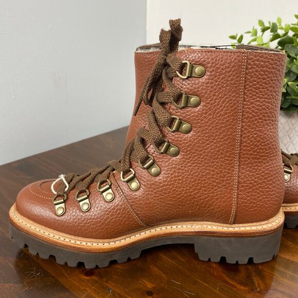 Grenson Nanette Shearling Pebble Grain Leather Chunky Boot Size 6.5 Retail $686 - Picture 8 of 12